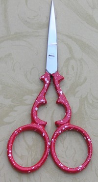 Filagree Red with Snowflakes 3 1/2 Premium  Scissors